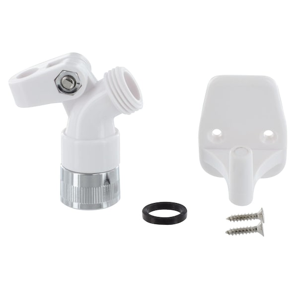 Valterra SWIVEL SHOWER CONNECTOR/BRACKET FOR HANDHELD SHOWER, CHROME/WHITE PF276003 - main